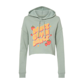 Light green hoodie with 'Dance Gavin Dance' text and strawberry graphics on the front