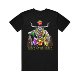Black t-shirt with a colorful Dance Gavin Dance graphic design