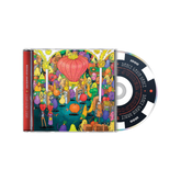 Image of Dance Gavin Dance Jackpot Juicer CD on white background with cd exposed to show art on disc. Disc resembles a 1000 black and white poker chip. 