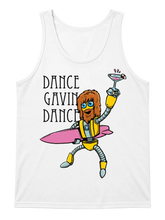 White tank top with cartoon character and 'Dance Gavin Dance' text on a white background