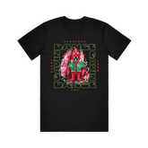 Black T-shirt with a graphic print of a character and text 'Dance Gavin Dance' on the front.