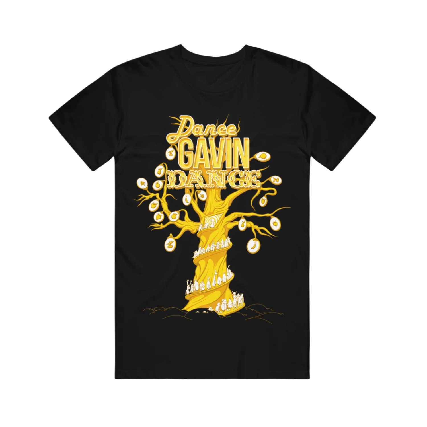 Black t-shirt with 'Dance Gavin Dance' graphic design 