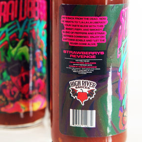 close up image of the back of the strawberry's revenge hot sauce
